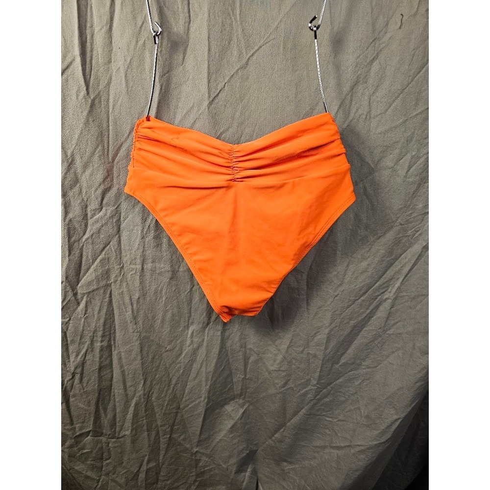 Unbranded Neon Orange High Waisted Ruched Bikini Bottoms Women Size M